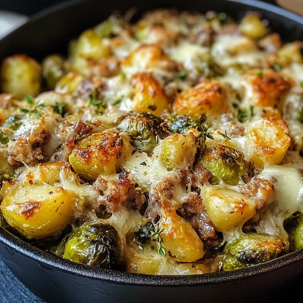 Rosenkohl-Auflauf mit Kartoffeln und Hackfleisch