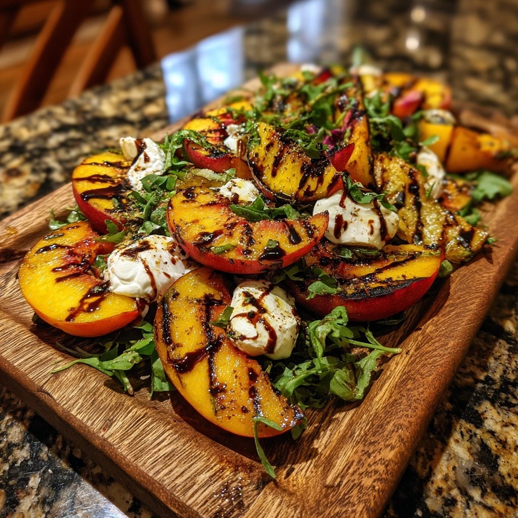 Gegrillter Pfirsich- und Burrata-Salat