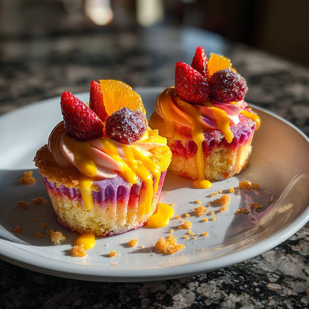 Mango Strawberry Sunset Cupcakes