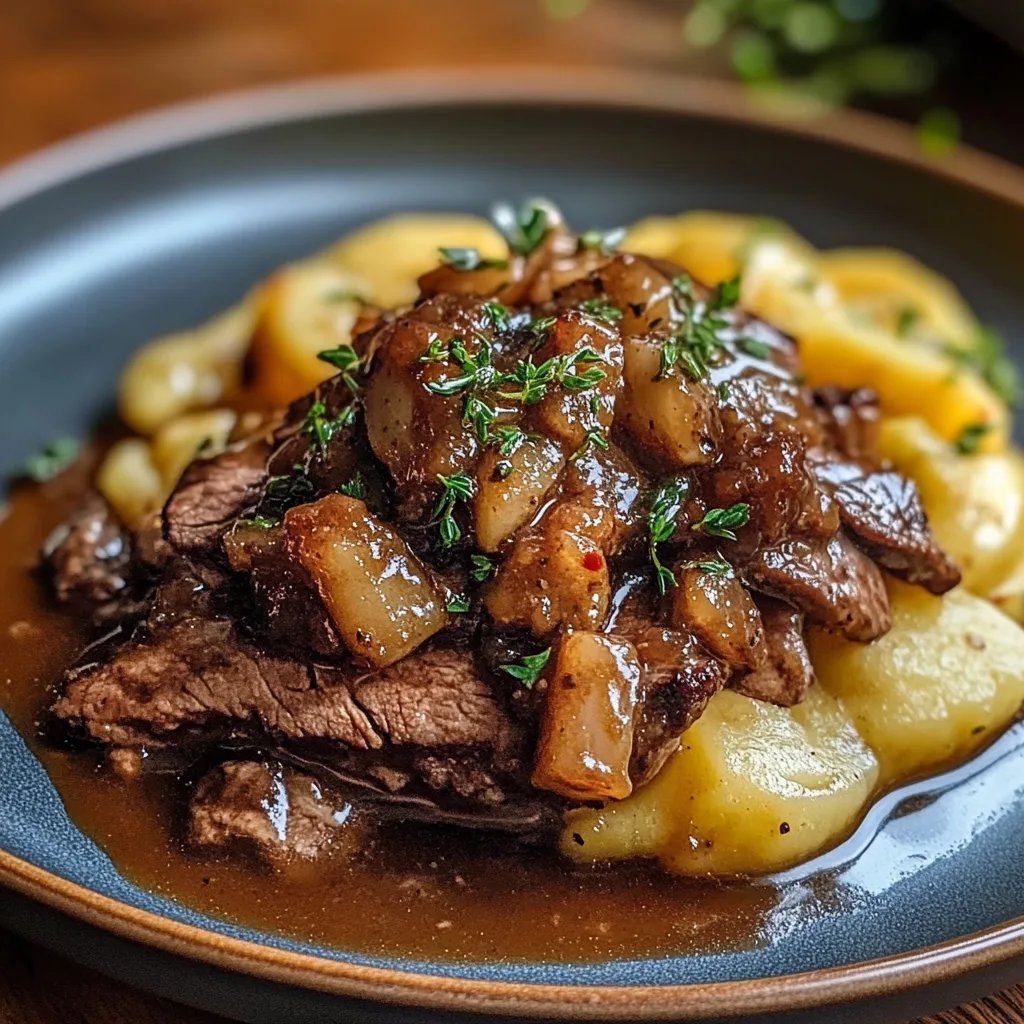 Hackfleisch mit Bratensauce auf cremigem Kartoffelpüree: Ein unglaublich ultimativer Genuss für 4 Personen