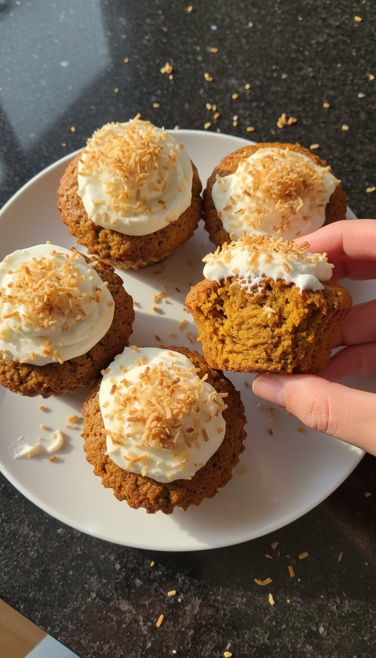 Kürbis Muffins mit Kokosnuss Topping