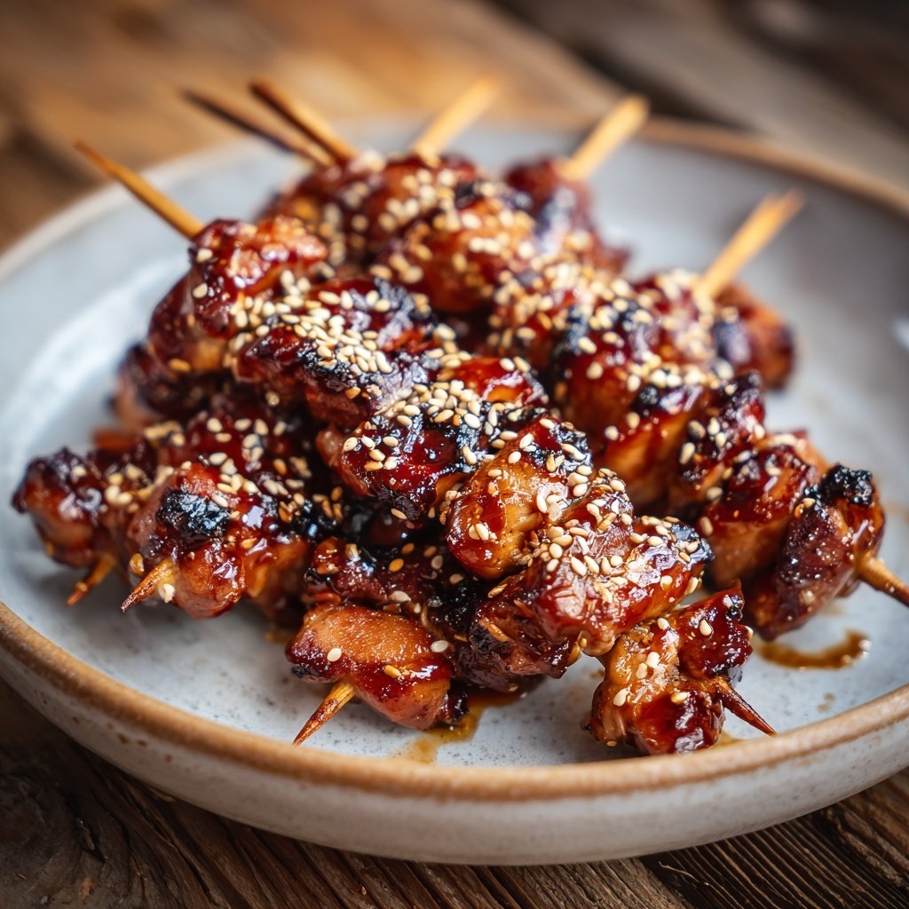 Teriyaki Hähnchen Spieße mit Sesam