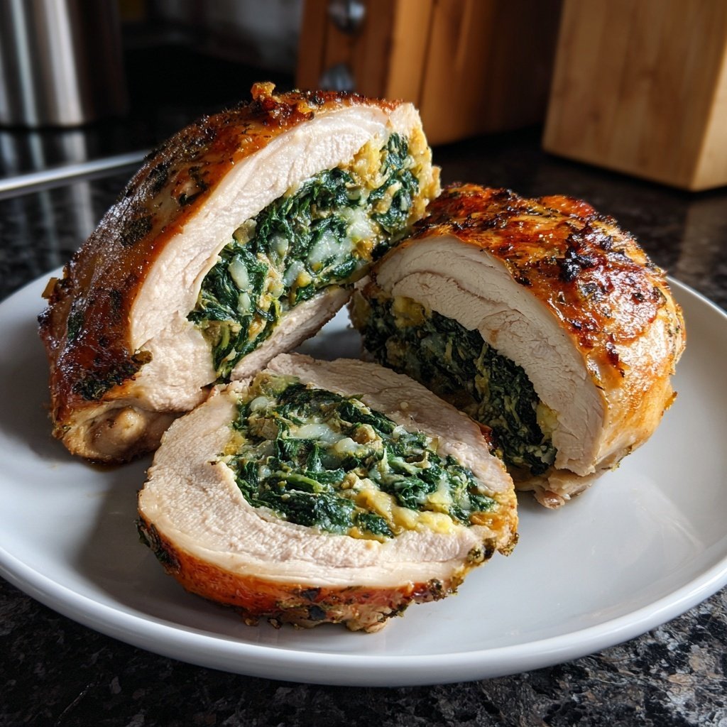 Gefülltes Hähnchen mit Spinat