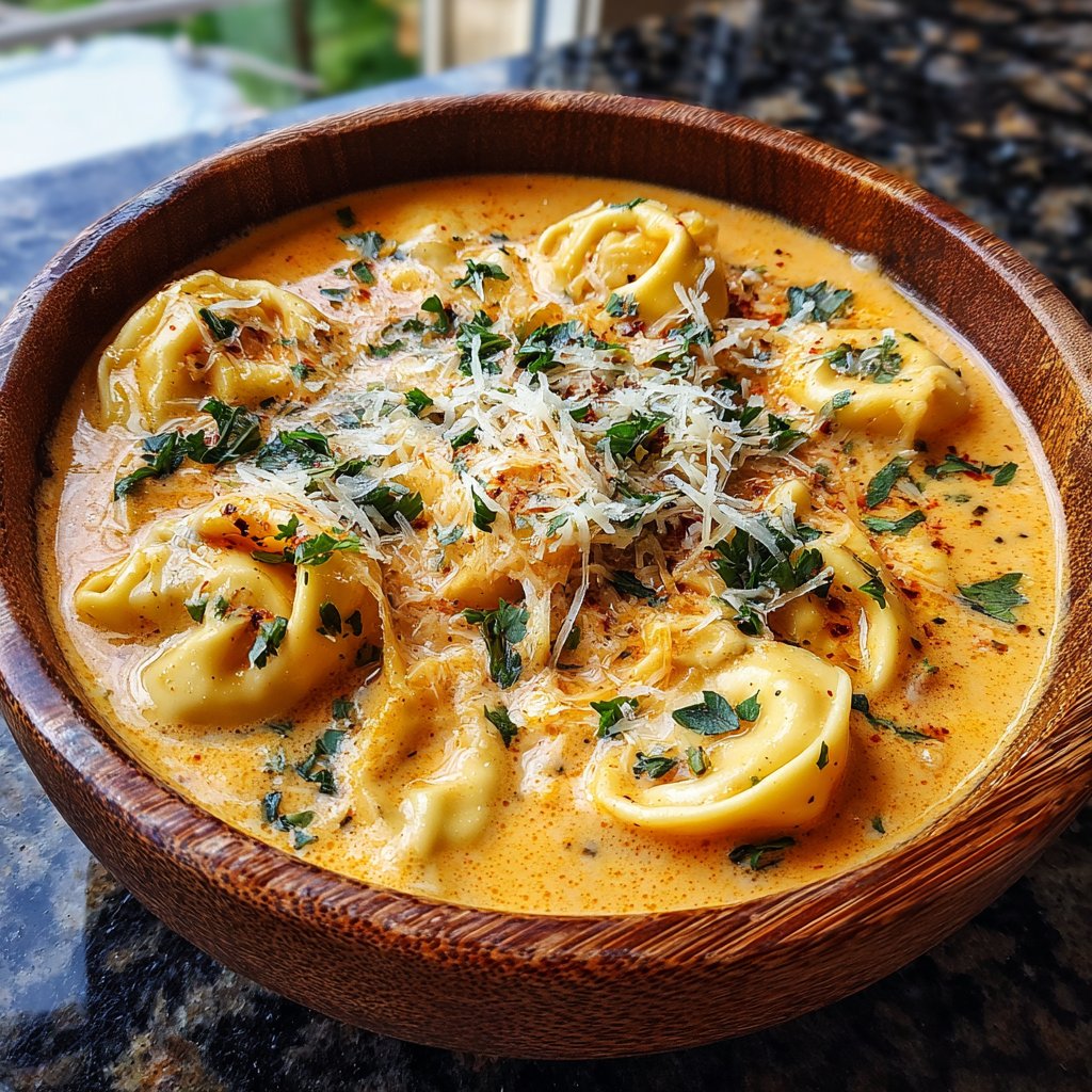 Tortellini Suppe Käsig zartes Teigwaren