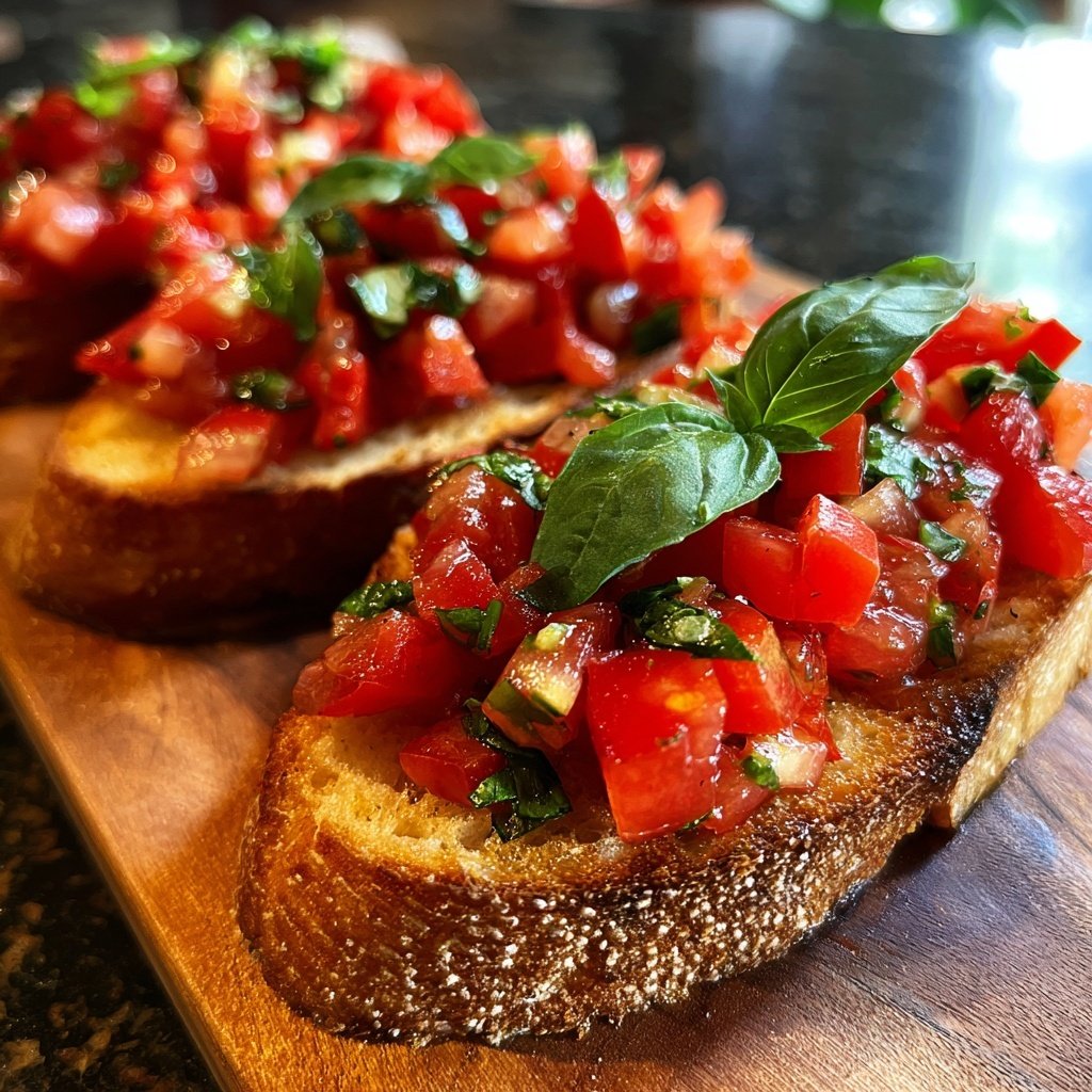 Bruschetta mit Tomaten und Basilikum