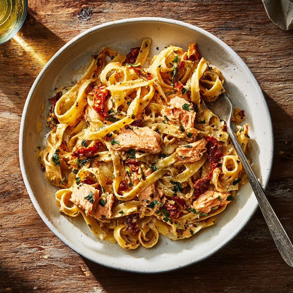 Sundried Tomato Salmon Fettuccine