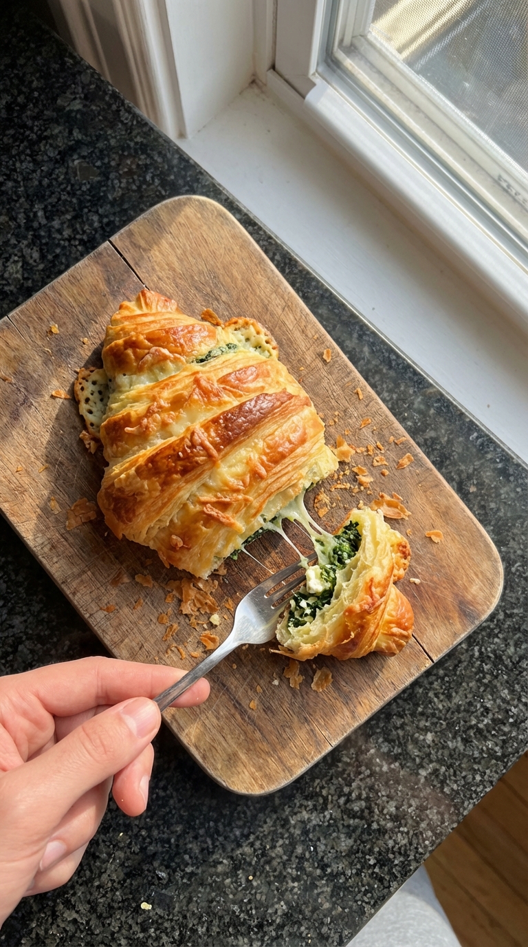 Herzhafter Spinat Feta Croissant