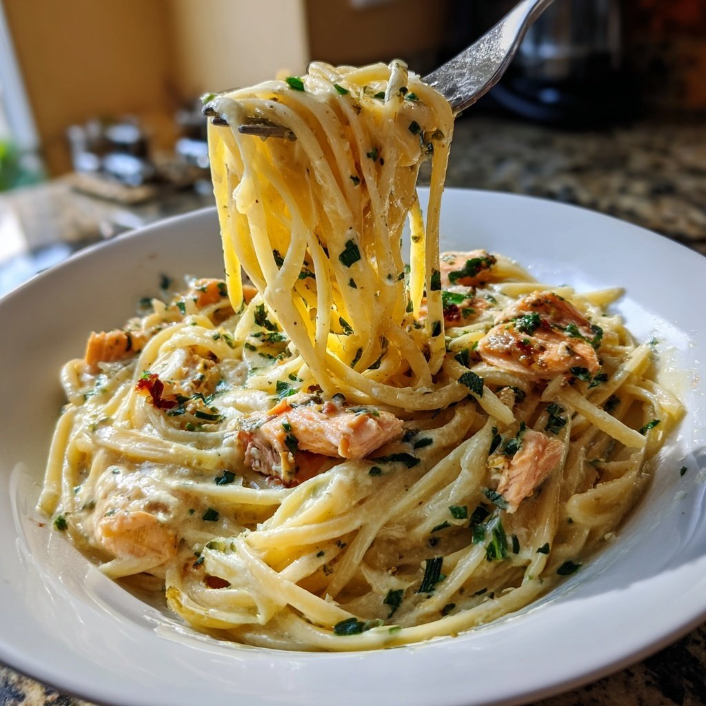 Cremige Lachs-Spaghetti-Delikatesse