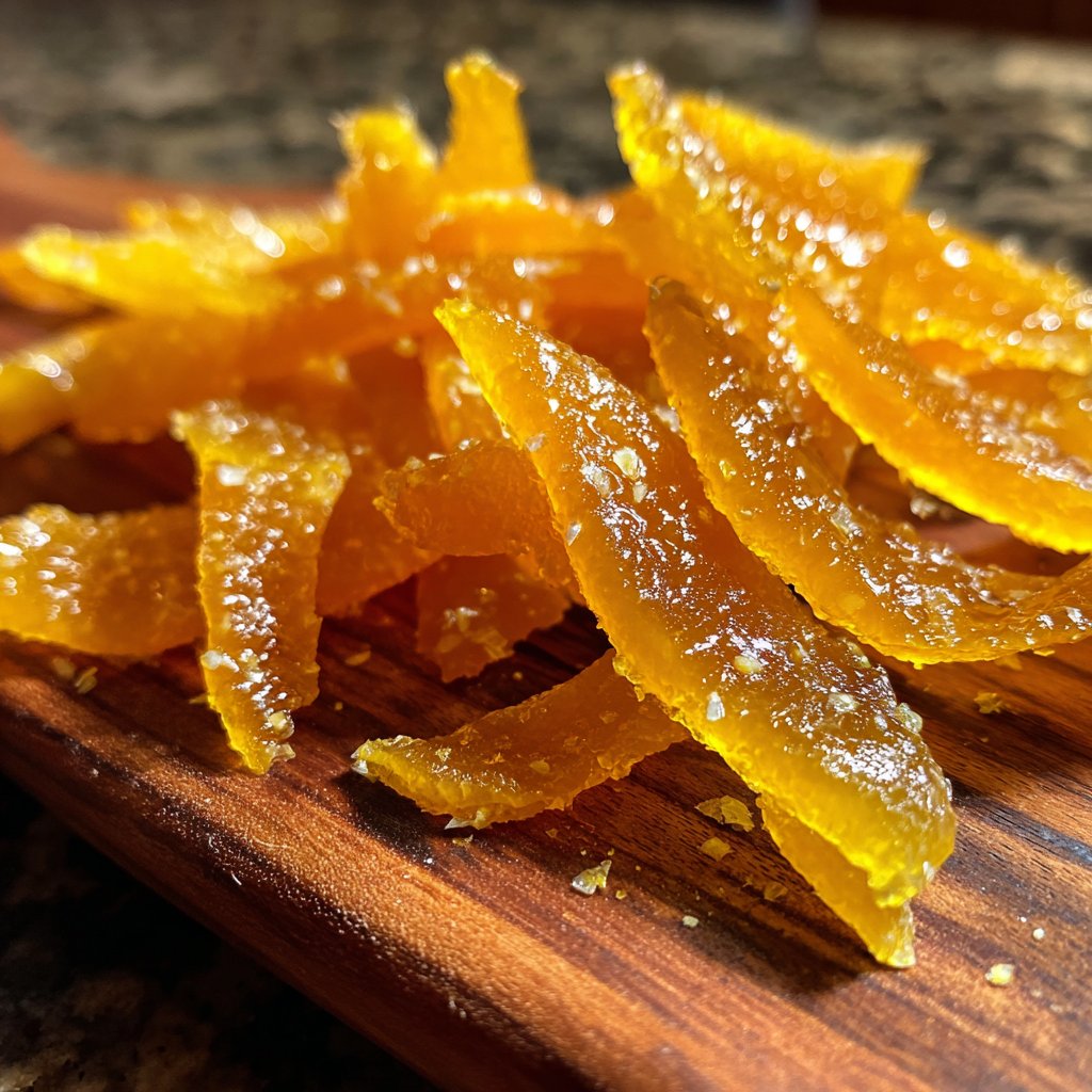 Zuckerhaltige Orangenschalen für Gebäck