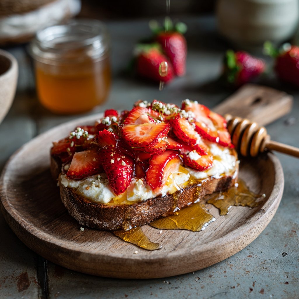 Erdbeer Hüttenkäse Frühstückstoast