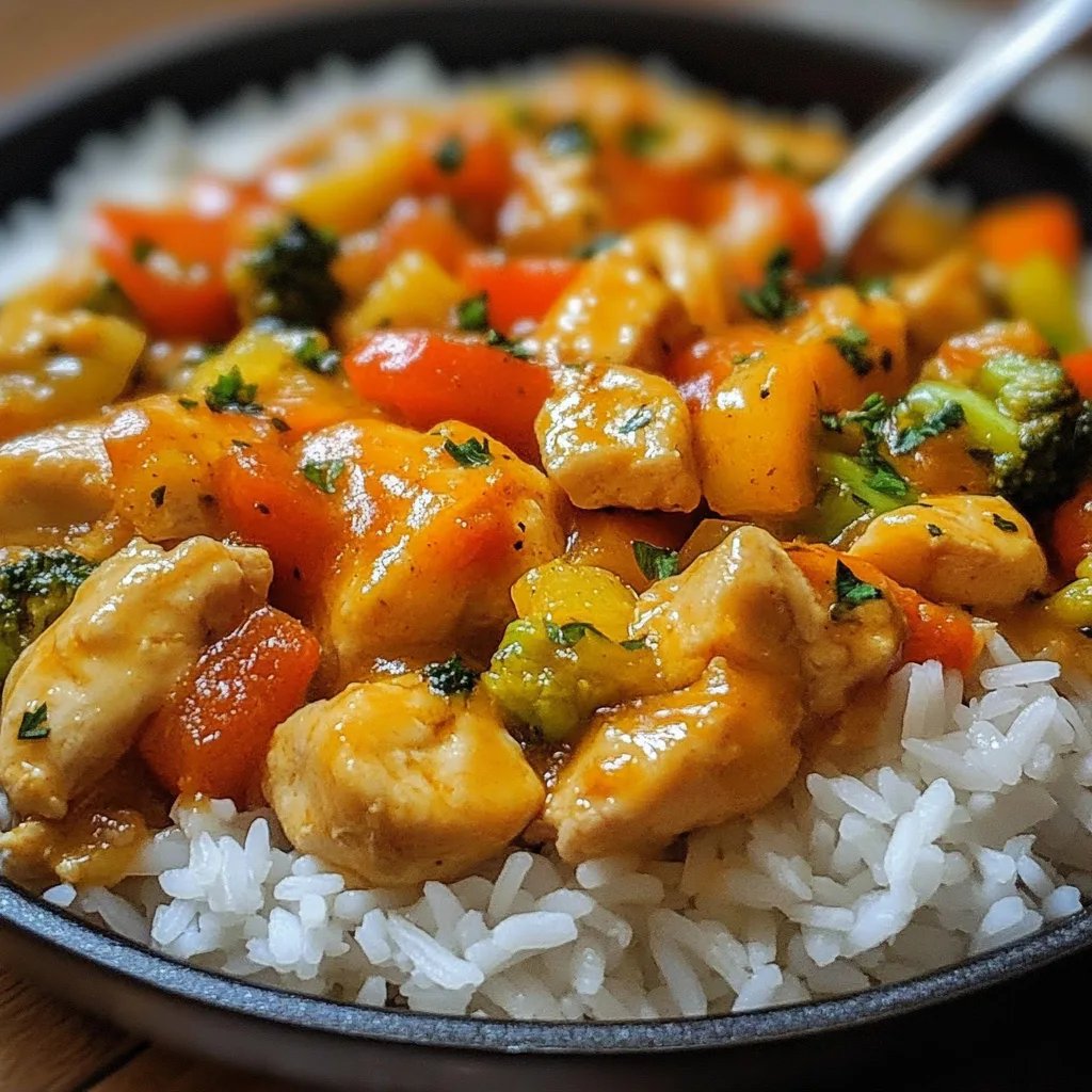 Kürbis Hähnchen Pfanne mit Reis