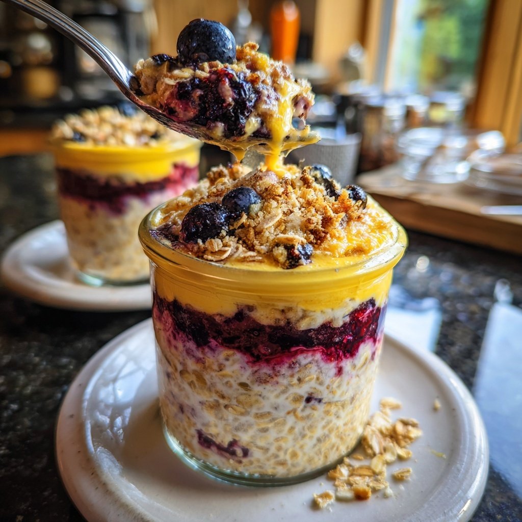 Zitronen-Blaubeer Overnight Oats