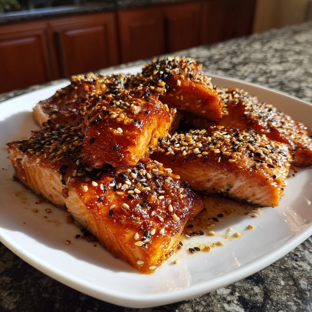 Miso glasierter Lachs mit Sesam